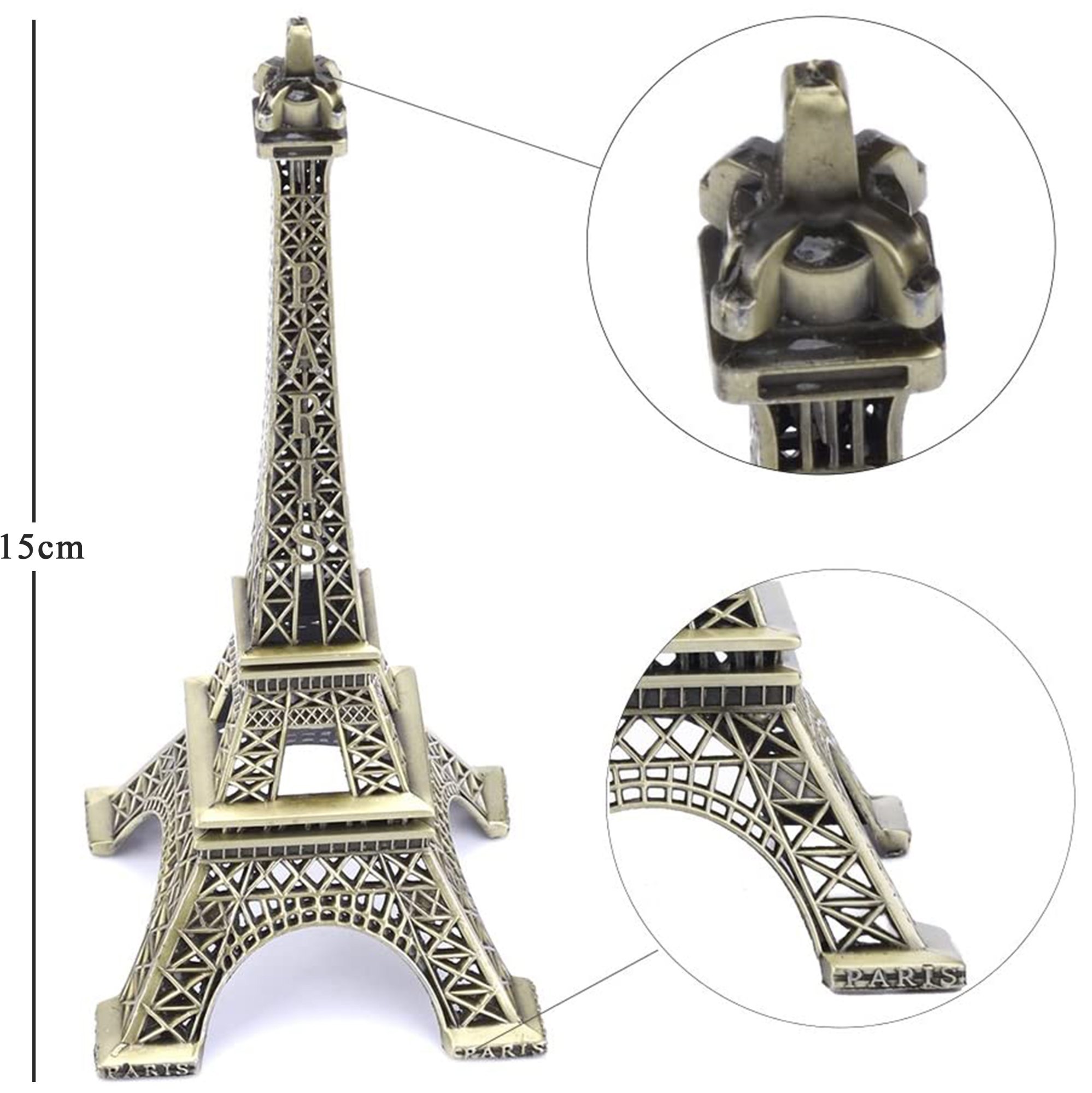 Uxcell Eiffel Tower Statue Decor Mini Metal Eiffel Tower Model Figurine For Souvenirs, Cake Table Decor, Gifts, Party, Home Decoration(10cm/4 Inch