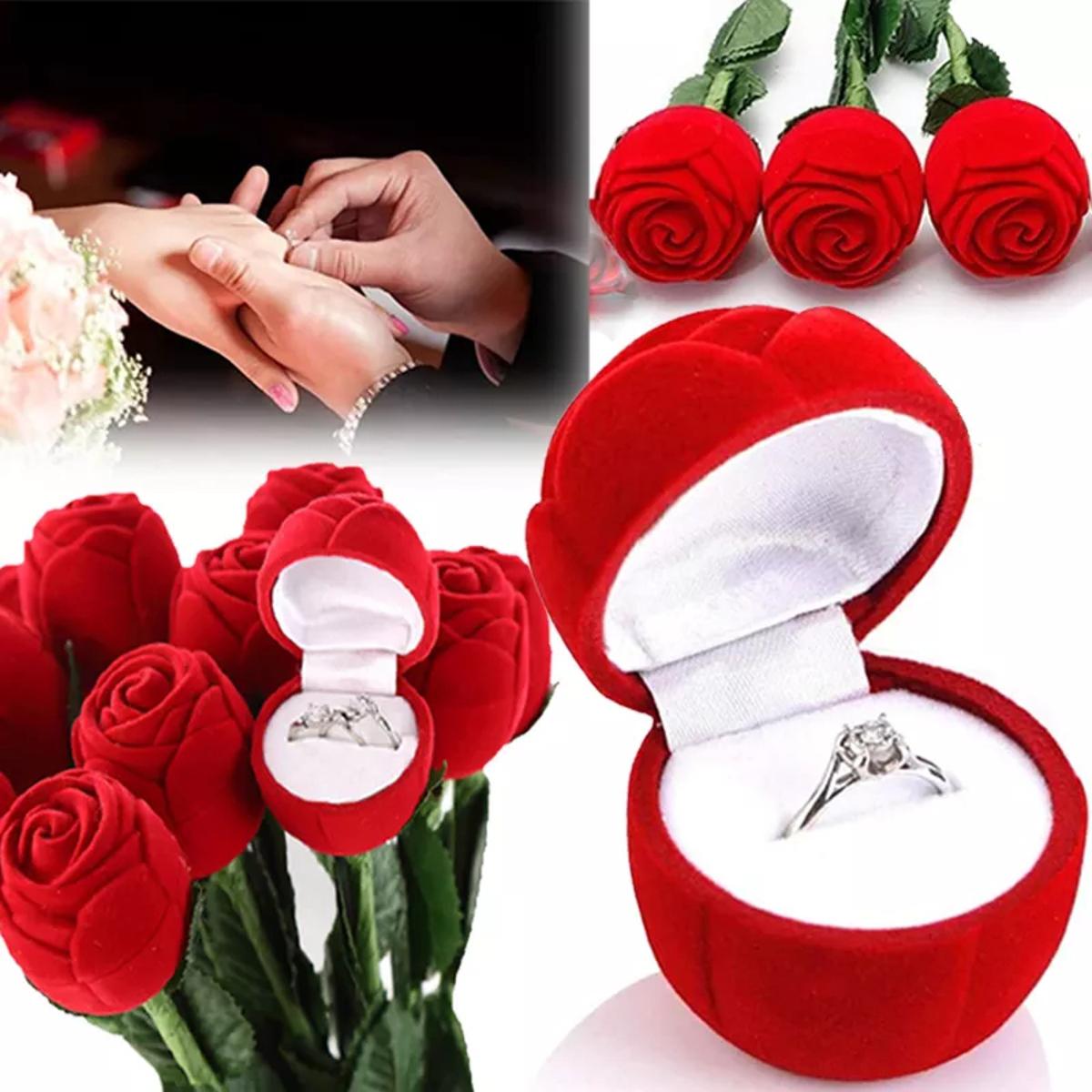 Romantic Rose Engagement Wedding Earring Ring Pendant Jewelry Display Gift Box Ring box for Women Handmade Ring Jewelry Boxes