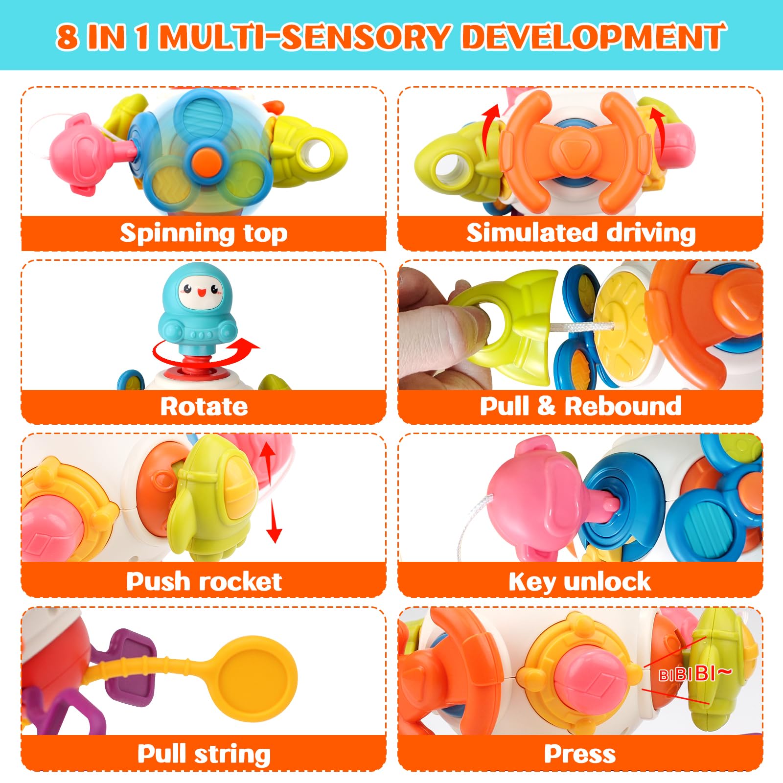 8 In 1 Activity Space Busy Cube Toys Sensory Fidget Motor Skills Early Development Toy