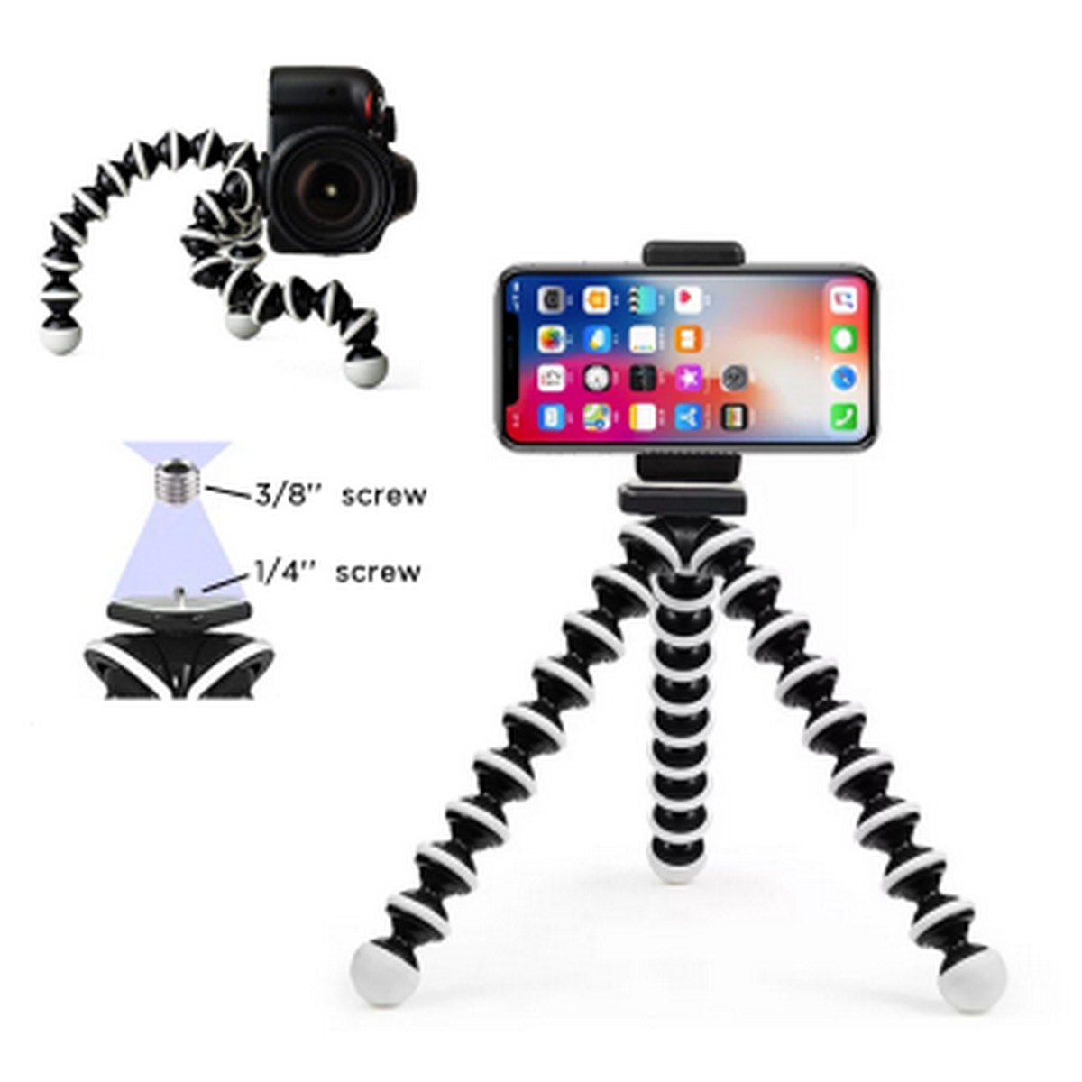Gorilla Pod Flexible Tripod Stand Mini Octopus Tripod With Mobile Holder For Mobile Phone DSLR Gopro Digital Camera - Large Size (8.55 Inches)