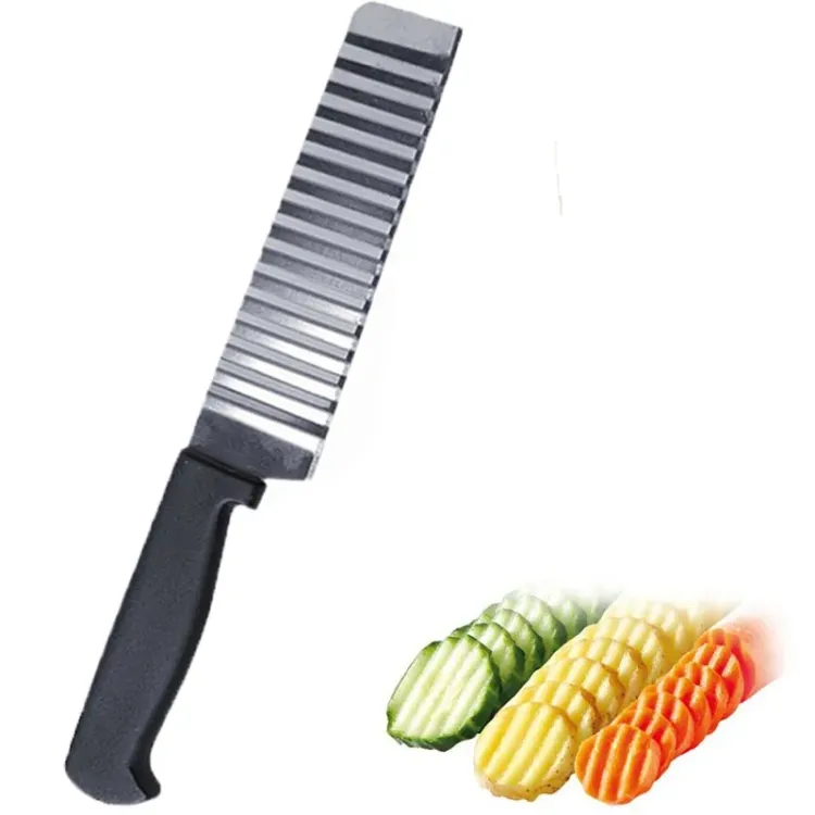 French Fries Cutter Potato Slicer Wavy Knife Wave Chopper Serrated Crinkle  Chipper Slicing Chips Making Tool