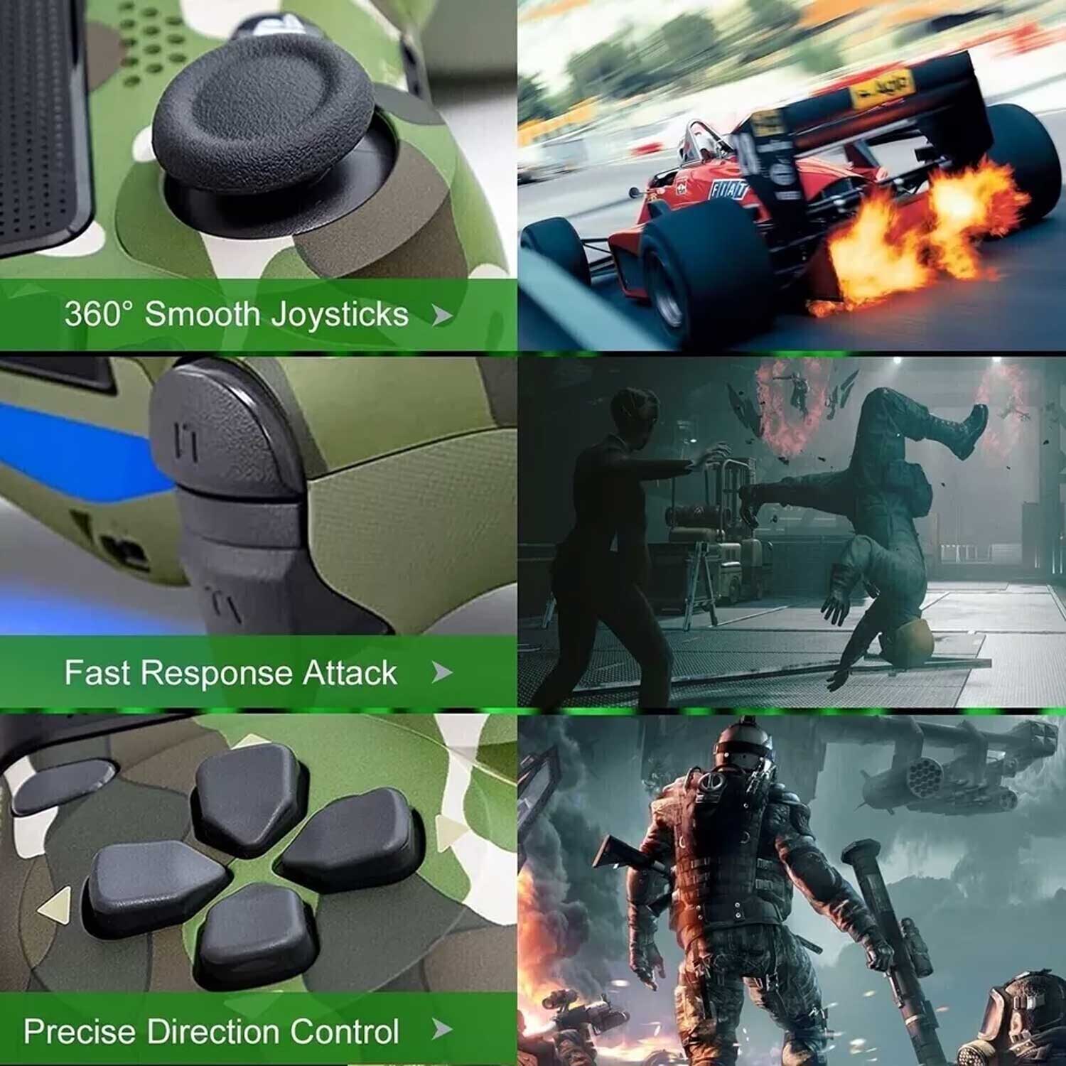 PS4 DualShock 4 Wireless Game Controller – Jet Black & Camouflage Green Bluetooth Gaming Controller for PlayStation 4, PS4 Slim & PS4 Pro