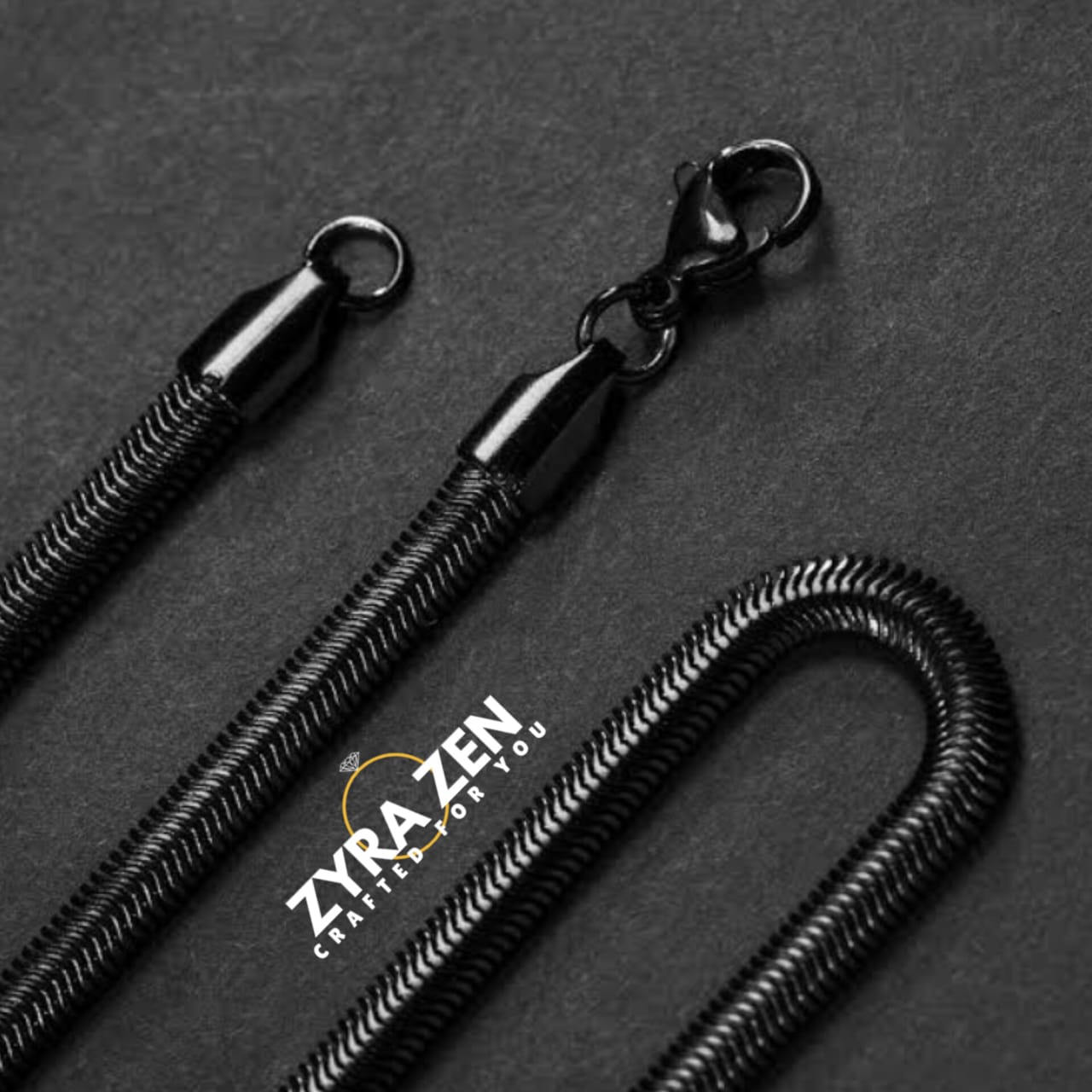Snake  Chain In Silver And Black For Boys. Zyrazen Jewellery. Chain For Boys
