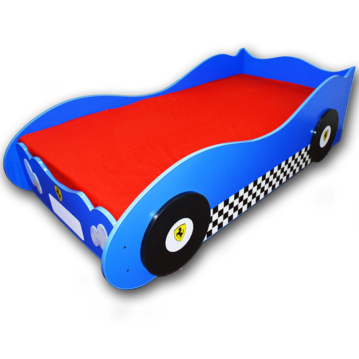 Furnishoo Kids Racing Car Bed - Kids Bed - Blue Car Bed