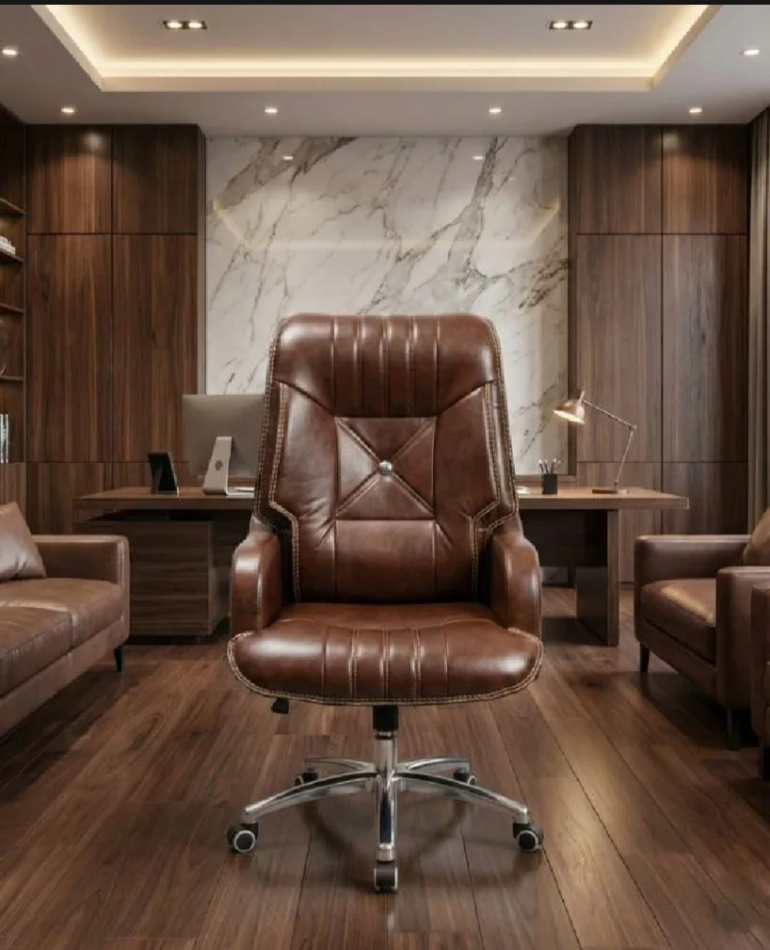 Executive Rest Office Chair with Extra Cushion For Long Working and Sleeping, Comfortable for Back with Premium Leather quality, Revolving Chairs, High Back Leather Chairs, Ergonomic with Arm Rest, Home Office leather Chairs, Shop chairs