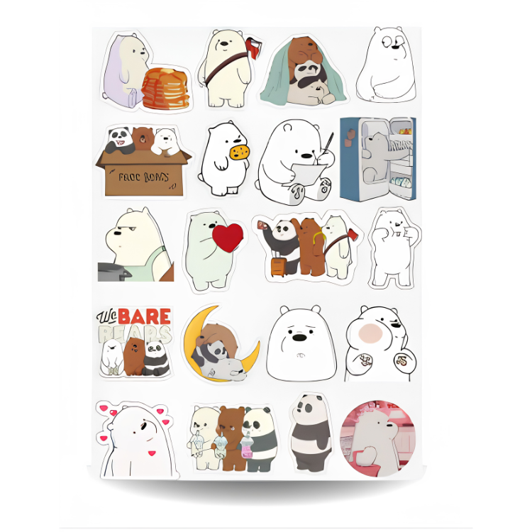 We Bare Bears Aesthetic Cute Journal Sticker Sheet | Asthetic Stickers For Journal | Aesthetic Journal Mini Stickers | Uncut Sticker Sheet | 4x6" inches | Aesthetic Sheets for Boys And Girls