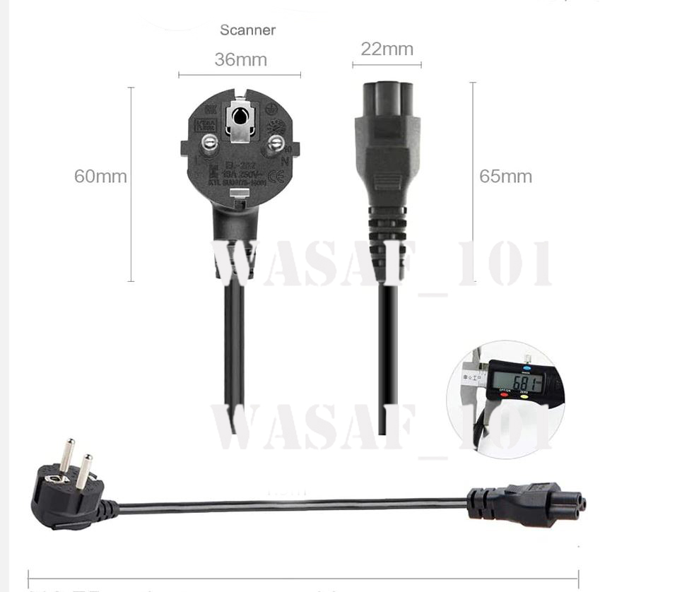 EU Power Cable Laptop 3-pin Power Adapter Cord Charger Plug Extension Cord