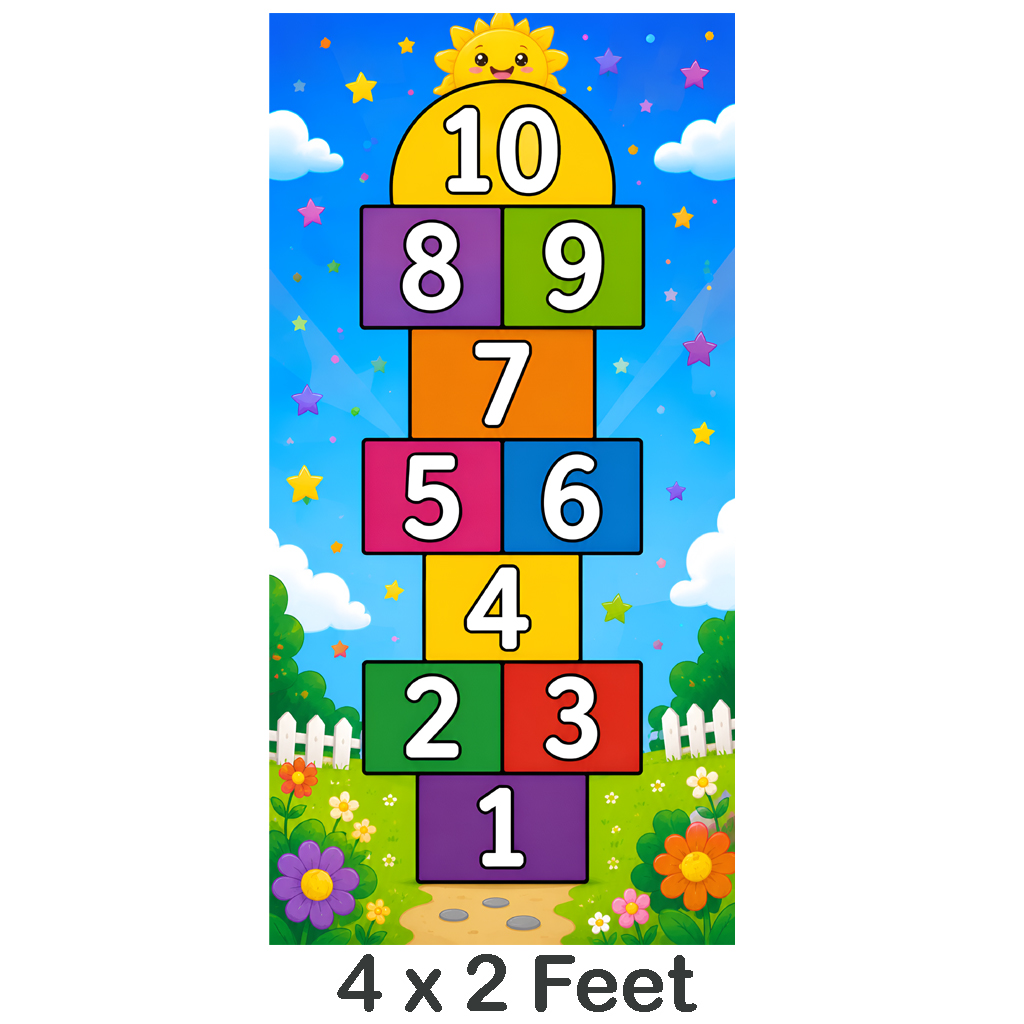 Hopscotch Hand and feet Jumping Jumbo Floor Play Mat Size 60 x 24 Inch Children Physical and Healthy Activity Playing Mat Toy - Educational Learning Waterproof Flex Sheet Playmat for Kids Boys and Girls Panaflex Toys  Perfect Game For Friends and Family