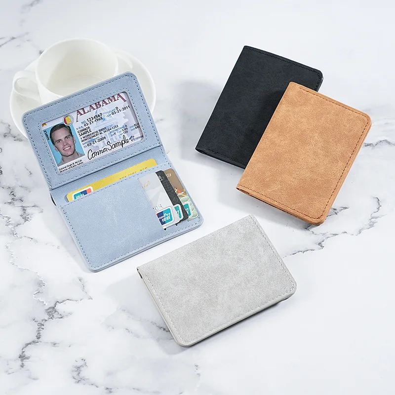 Slim Short Wallet for Men | Minimalist Leather Card Holder with ID Window & Cash Slot