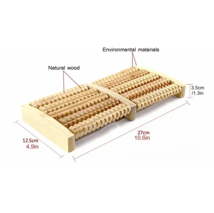 6 Row Wooden Foot Massager Roller  Reflexology Acupressure Foot Massage Tool  Foot Pain Relief  Blood Circulation  Stress Relief  Home Therapy