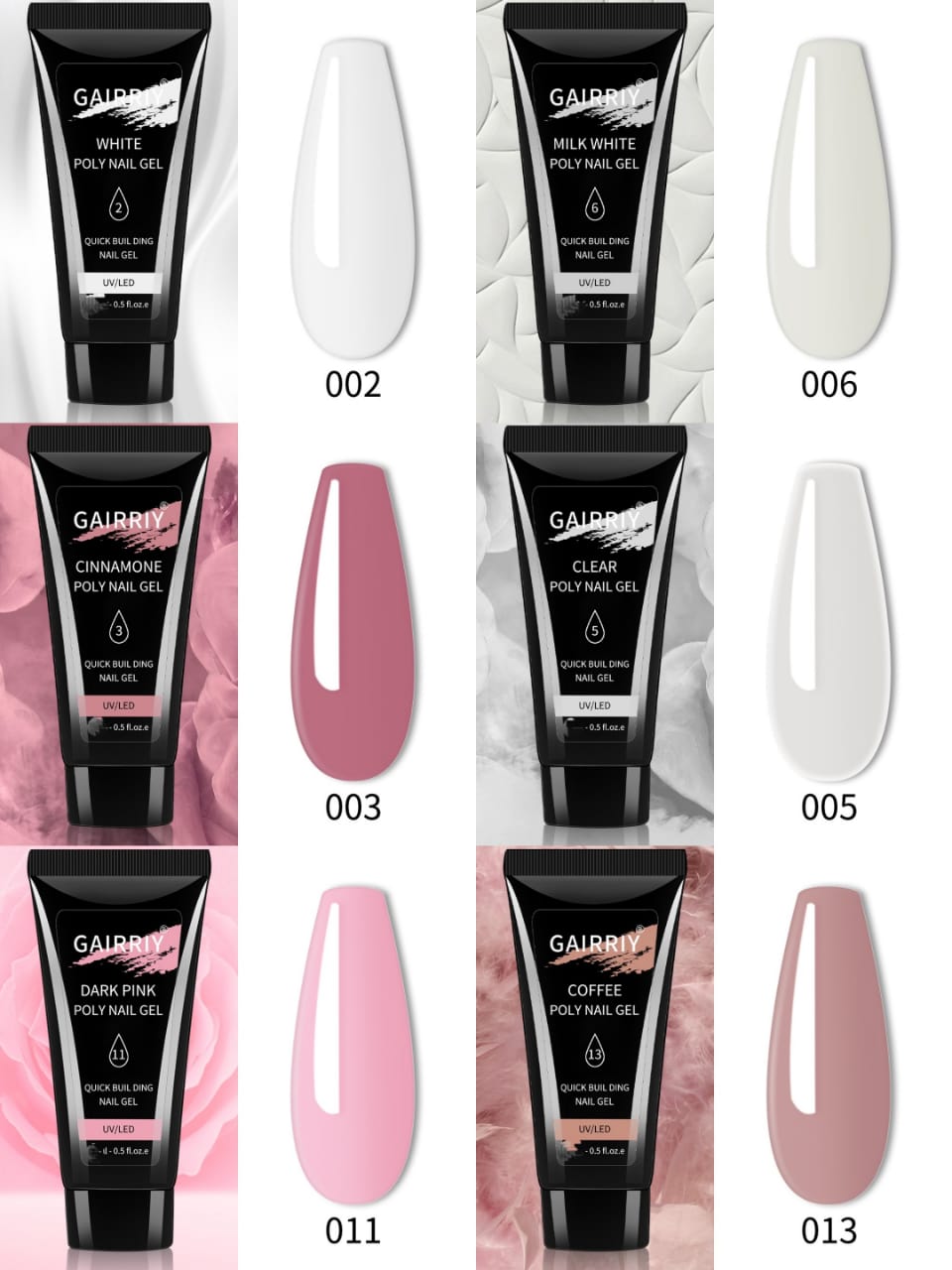 Pack Of 6 Poly Gel Different Colors (Best Quality)