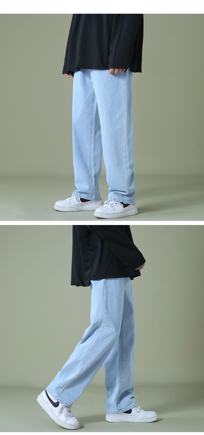 Unisex Ice Blue Highwaist Wide Leg Jeans for men - Wide Leg Jeans - Ice Blue Wide Leg Jeans For Male Highwaist Style