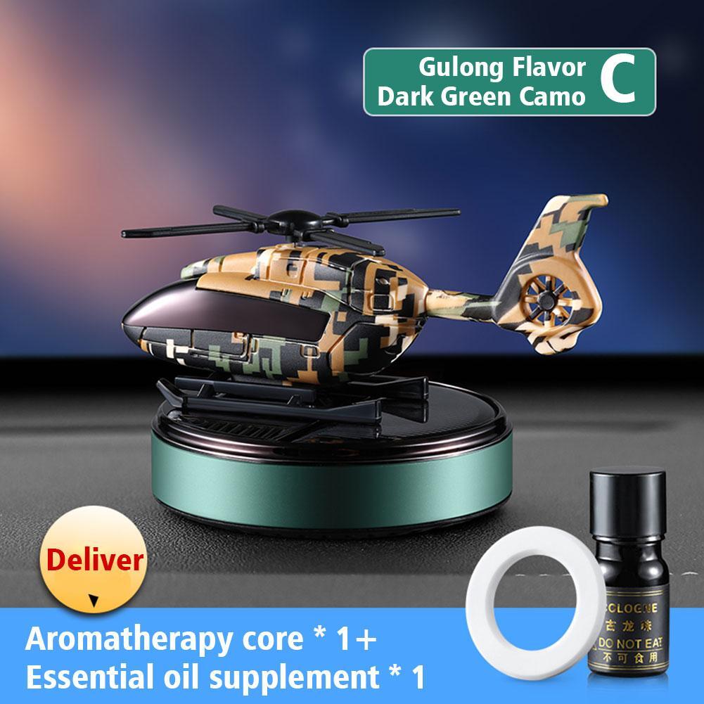 All Colors Premium Solar Powered Wings Rotating Car Dashboard Helicopter Perfume Camouflage Color