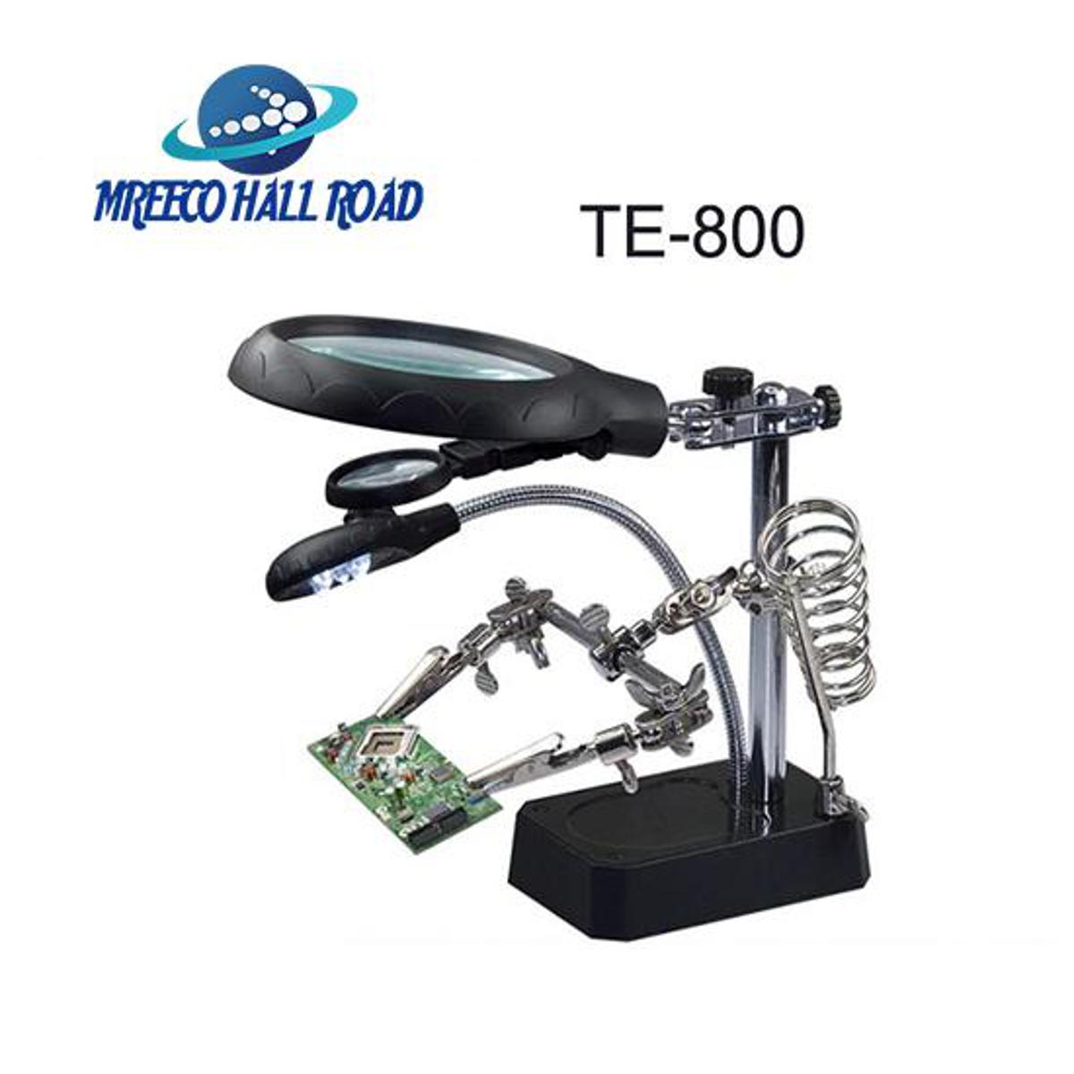 2.5X 7.5X 10X LED Soldering magnifying glass Illuminated Magnifier Desktop Loupe Helping Hand Auxiliary Clamp Black Color
