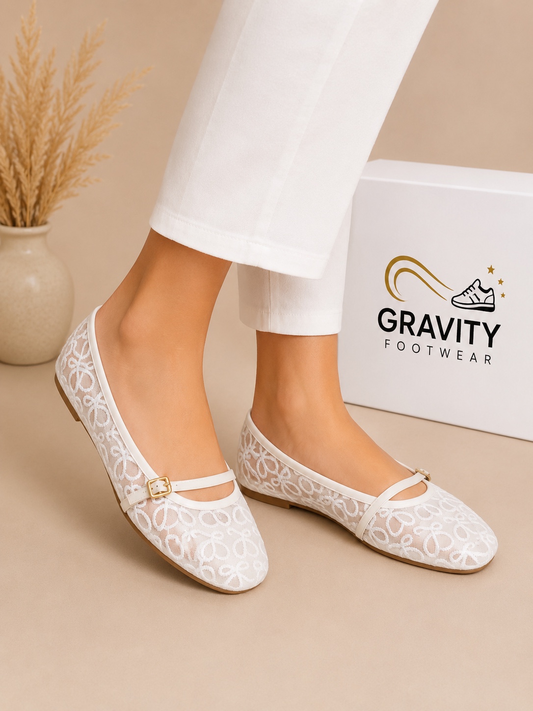 Trending High Quality Ladies & Girls Lace Net Shoes | Mary Jane Ballet Flat Shoes for Women | Soft Comfortable Casual Daily Wear Party Wear Footwear | White, Black & Beige