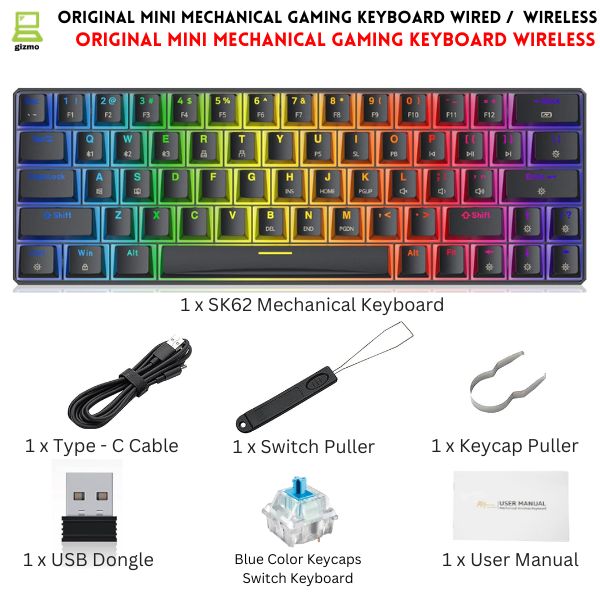 RGB Gaming Keyboard Mechanical Keyboard Blue Switch Wired Wireless Mini RGB Keyboard 87 Keys With And With Out Numpad