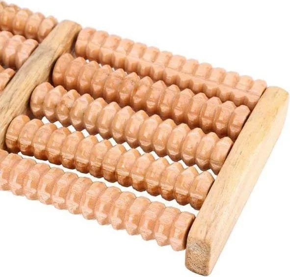 6 Row Wooden Foot Massager Roller  Reflexology Acupressure Foot Massage Tool  Foot Pain Relief  Blood Circulation  Stress Relief  Home Therapy