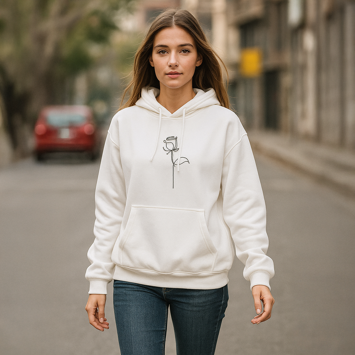 Flower Printed White Premium Hoodies For Men / Hoodies For Girls for Women: Premium quality Wash and Wear fabric, Embrace Floral Elegance