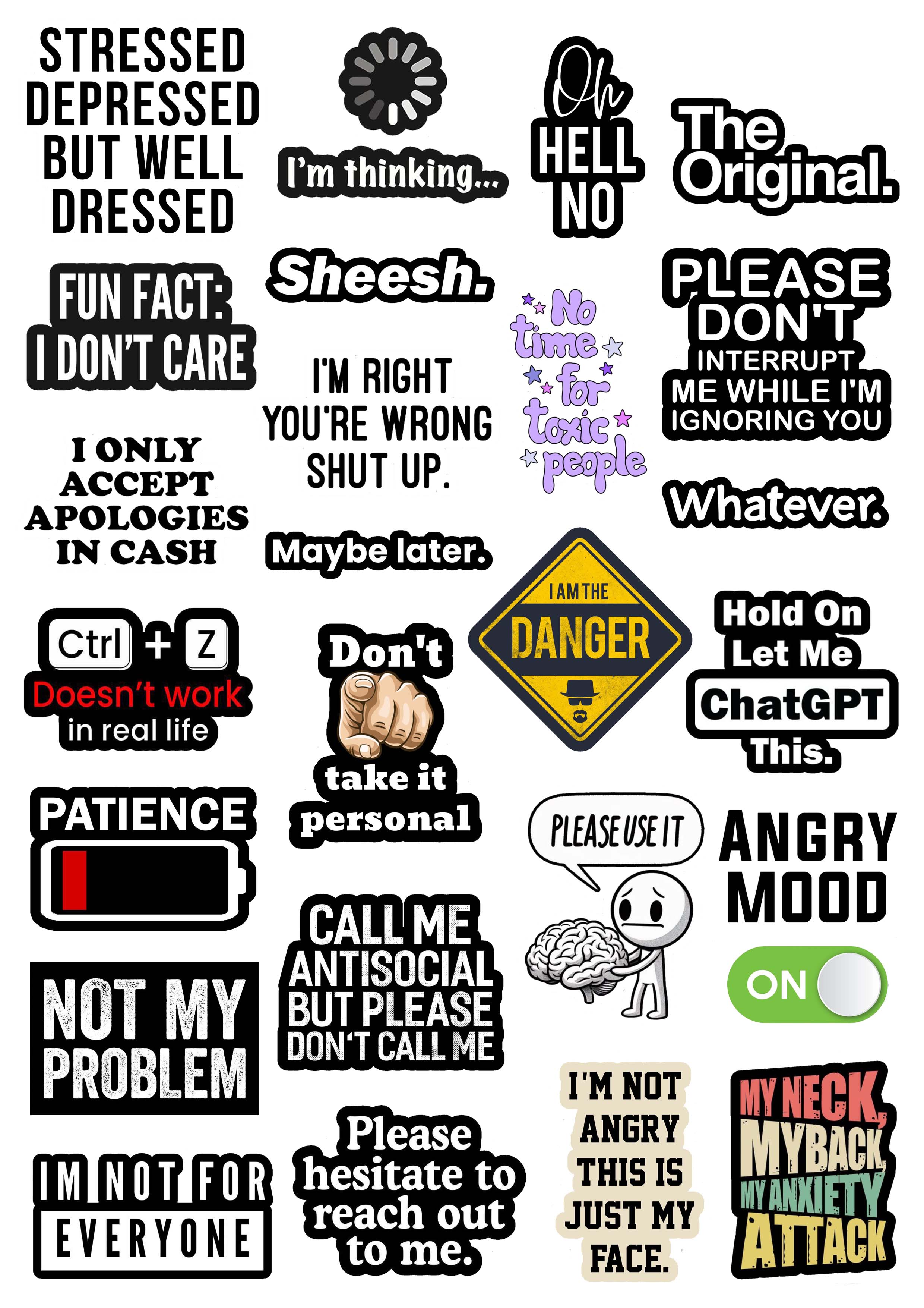 Attitude Stickers Anger Stickers I Don t Care Stickers 25 Pieces of Cool Stickers For Decoration Laptops Mobile and Journal Best Quality 2 Inch Adhesives Girls And Boys Vibes price in Pakistan