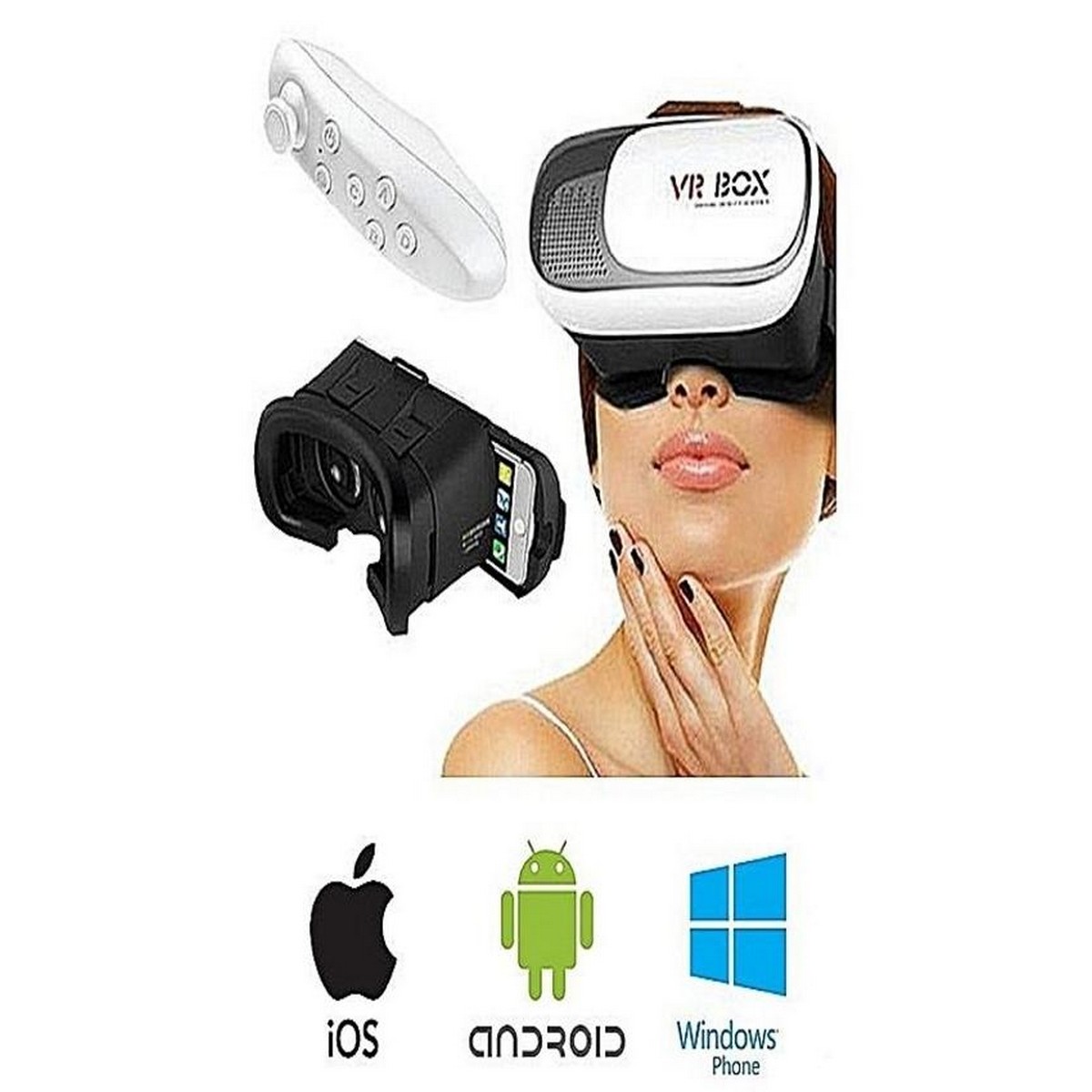 VR Box - Virtual Reality 3D Glasses with Remote - Black & White