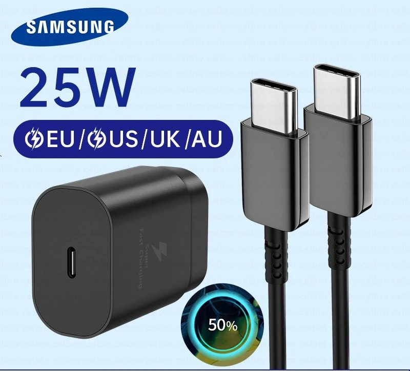 Samsung 25W with original cable Usb Type C Fast Charger Pd Wall Power Adapter Samsung 25W Fast Charger with Type C to Type C Cable Pd Charger For all Mobile Phone