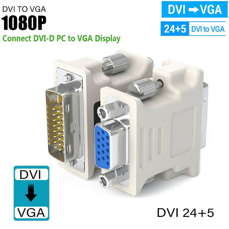 DVI to VGA (24+5) Connector / DVI Male to VGA Female Convertor