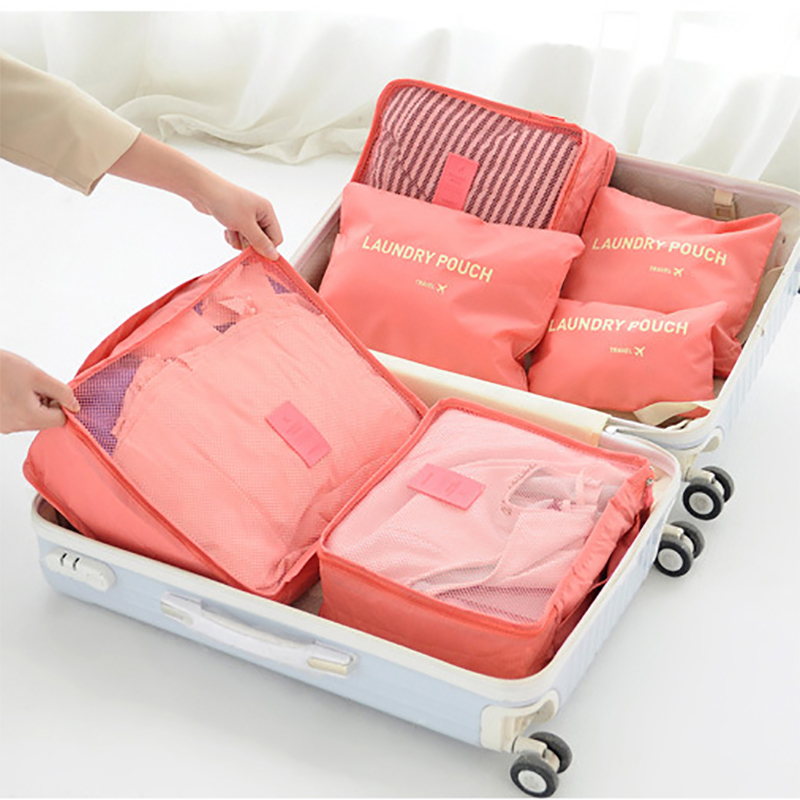 6Pcs/Set Travel Storage Bag Set For Clothes Tidy Organizer Wardrobe  Suitcase Pouch Travel Organizer Bag