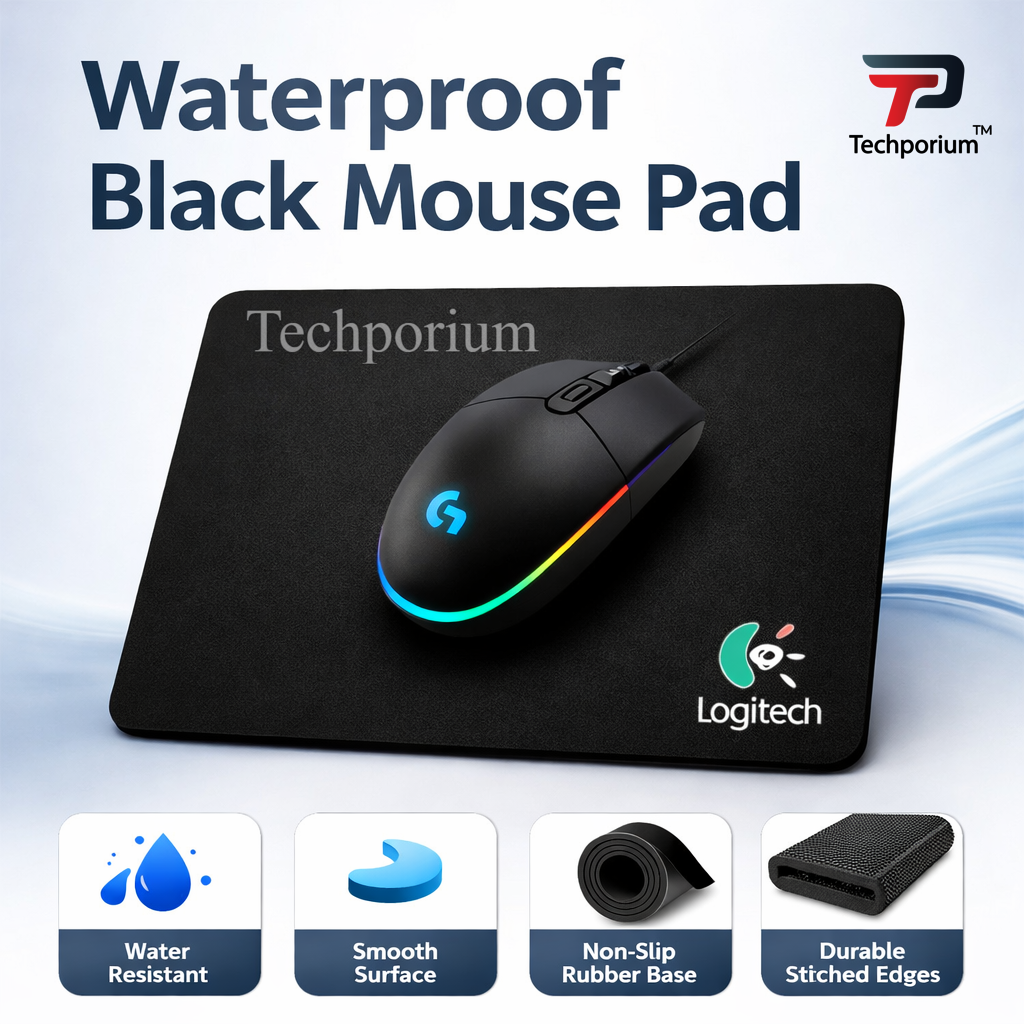 Non Slip Waterproof Black Mouse Pad Smooth Surface Rubber Base Computer Laptop Desk Cushion Gaming Office Home Mousepad Medium Large Size for Precise Control and Comfort price in Pakistan