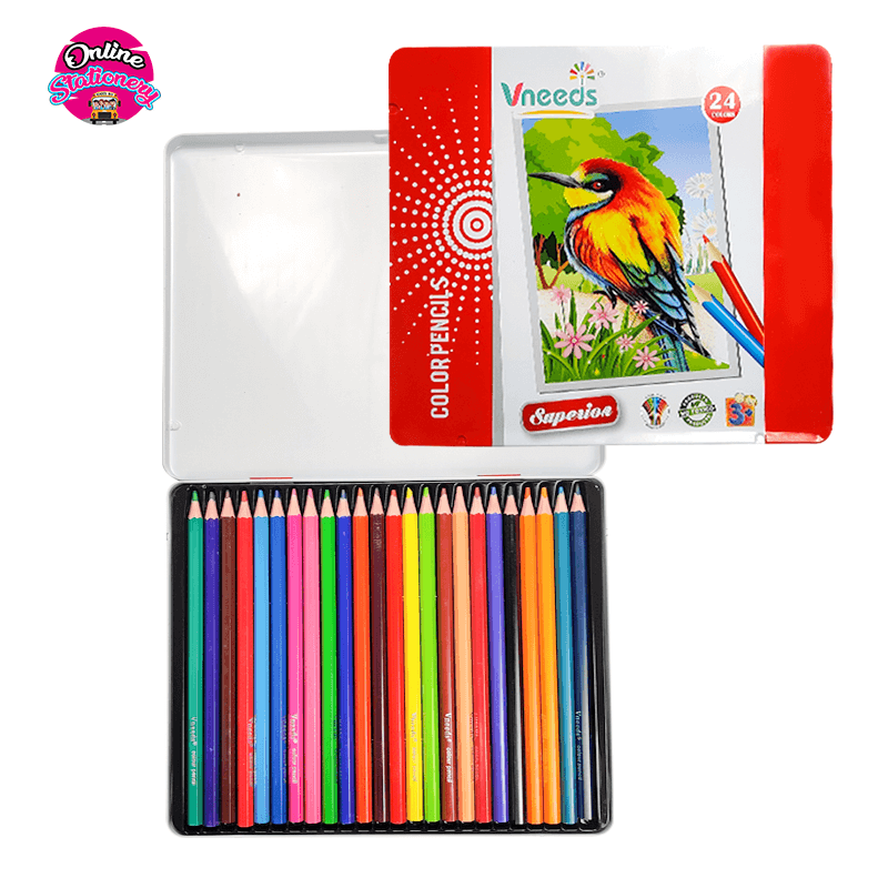 Vneeds Colored Pencils Tin Matel Box For Drawing, Art and Sketching
