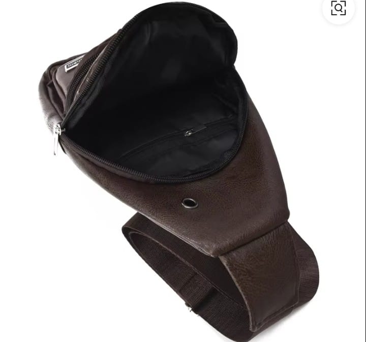 Men's PU Leather Crossbody Sling Bag | Casual Chest Shoulder Travel Messenger Bag | Multiple Zipper Pockets | Adjustable Strap | Brown & Black