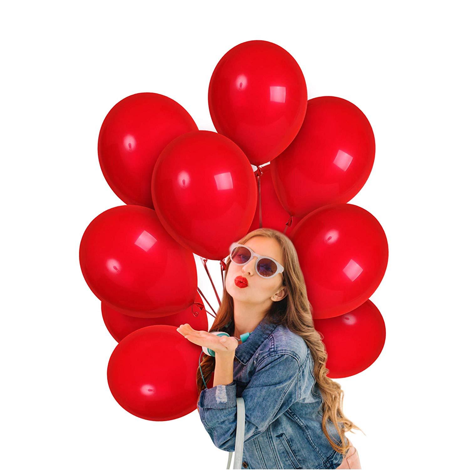 Pack Of 100 14 Inch Crystal Red Pearl Shape Latex Balloons For