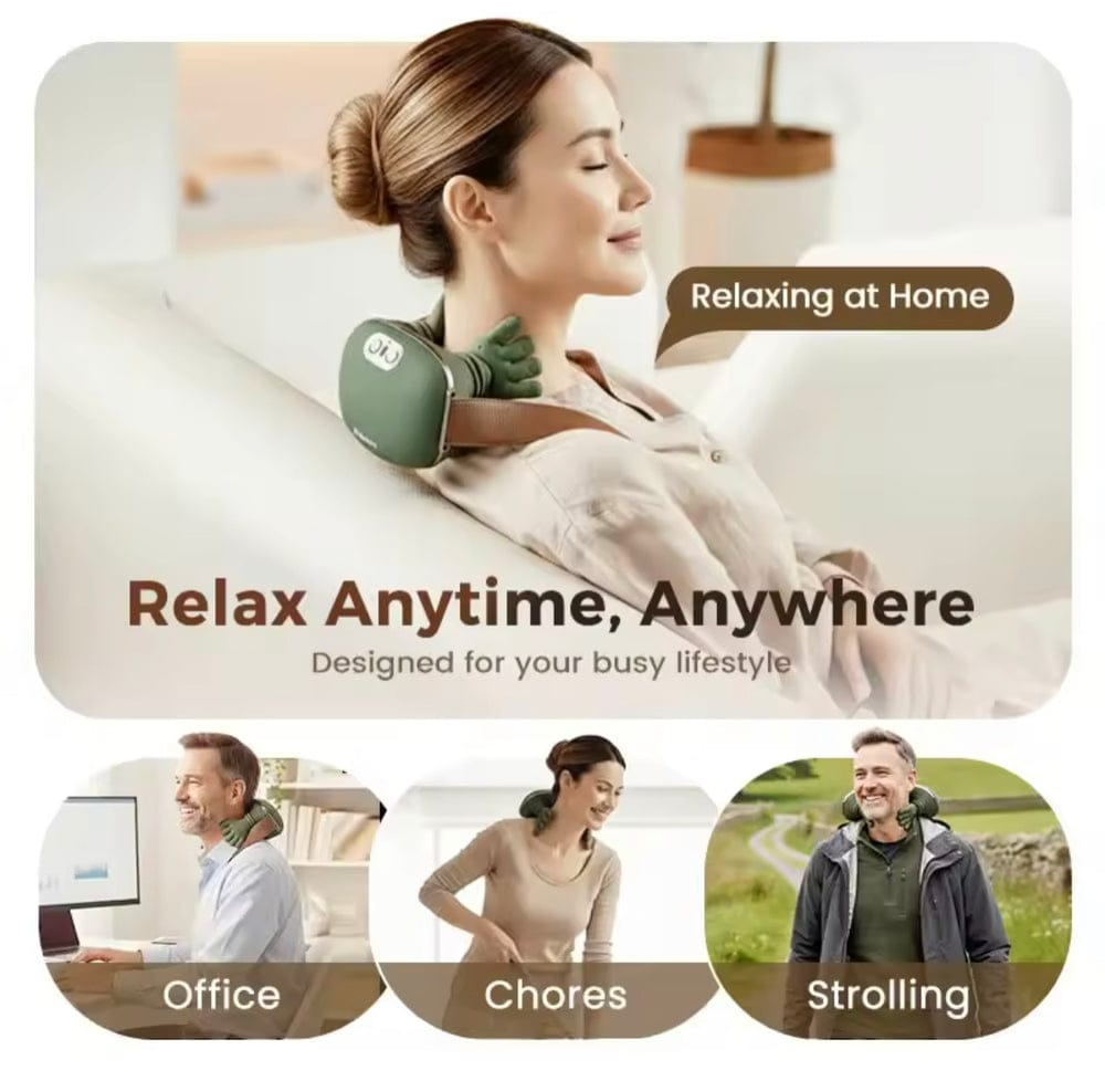 Portable Neck and shoulder Massager  Deep Kneading Shoulder Massage Device for Home, Office & Travel Shiatsu Neck & Shoulder Massager with Heat  Wearable Deep Tissue Massage Pillow for Pain Relief