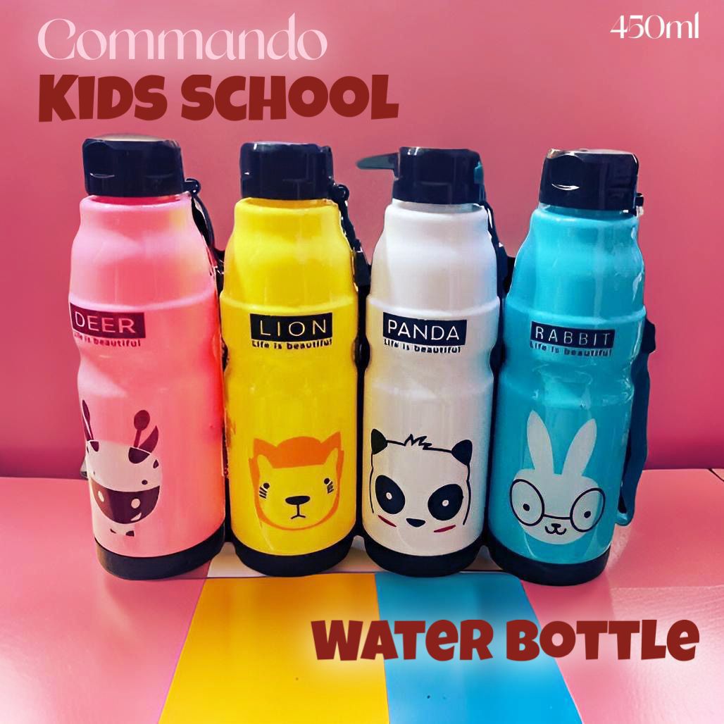 Kids Commando Water Bottles (Mix/Random Designs/Colors)