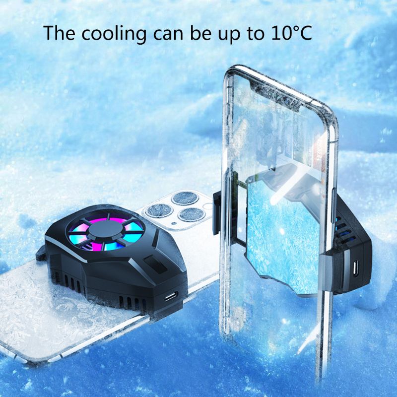L01 Mobile Cooling Fan Game Phone Cooler System Plugin Silent Radiator RGB Lights | Adjustable Portable Heat Sink Semiconductor USB Phone Radiator Stand | Gamepad Trigger Controller Holder | Cooling Fan For PUBG FREEFIRE