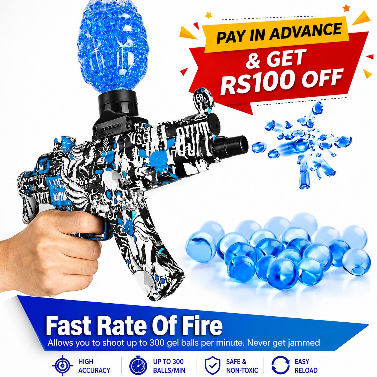 Gel Blaster Automatic Rechargeable Electric Machine Toy Gun New Special Edition Trendy Toy For kids & Boys