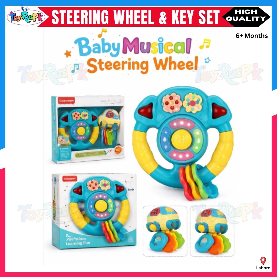 Kids Simulated Steering Wheel Toy | Interactive Car Driving Controller for Kids | Pretend Play Driving Toy with Sounds & Lights | Suction Cup Steering Toy for Babies & Toddlers | Educational Driving Toy for Boys & Girls | ToyzRusPk