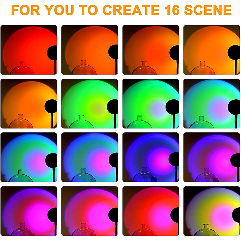 RGB Sunset Lamp Projector 16 Colors Remote Control Changing RGB ...