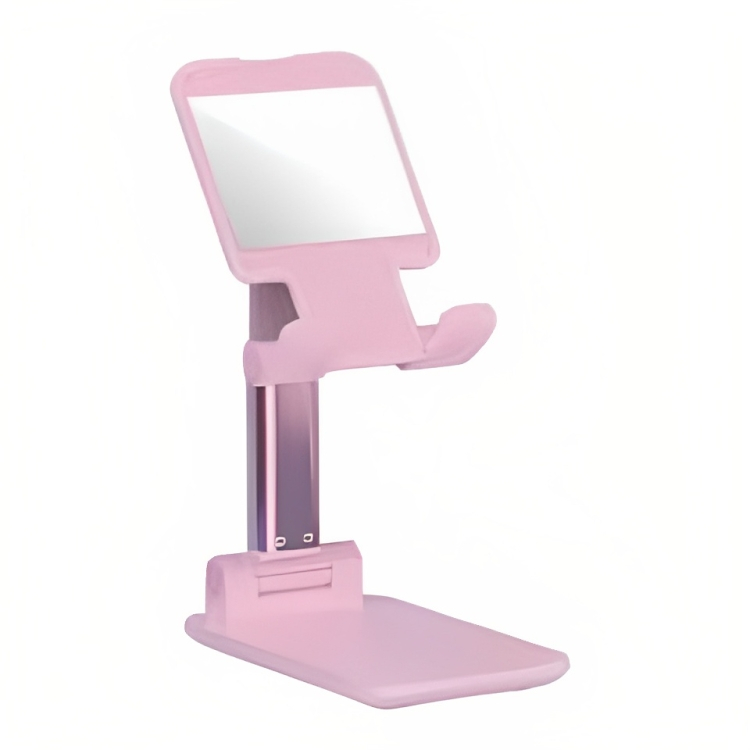 Universal Foldable Desk top Mobile Phone Stand Bracket Holder, Mobile Phone Stand Mount Adjustable Flexible Desktop Smart Phone Tablet Holder Pocket Size Product Easy to Carry for Study and Office Use Compatible with all size Mobiles (Black - White Color)