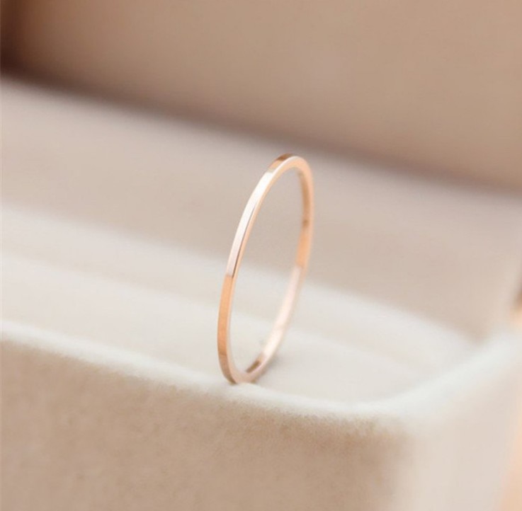 1Mm Fashion Couple Simple Wedding Finger Titanium Steel Ring Gold