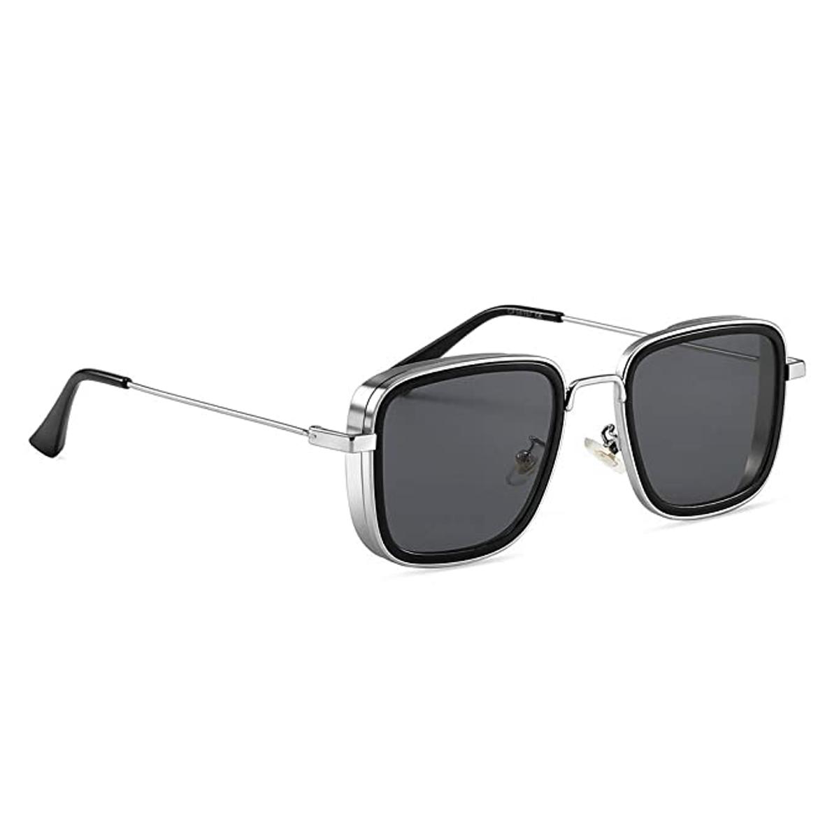 AlRashid Shopping Store Kabir Singh Silver Metal Frame Black Sunglasses For Boys/Man Gift Is Free Box & 1 One Cleaning Cloth