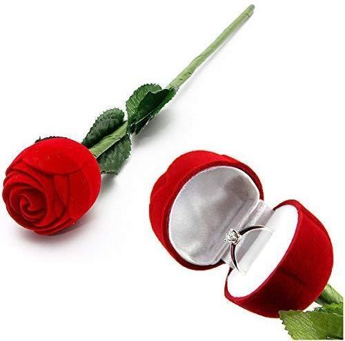 Red Rose Ring with Box for Wedding Valentines Engagement