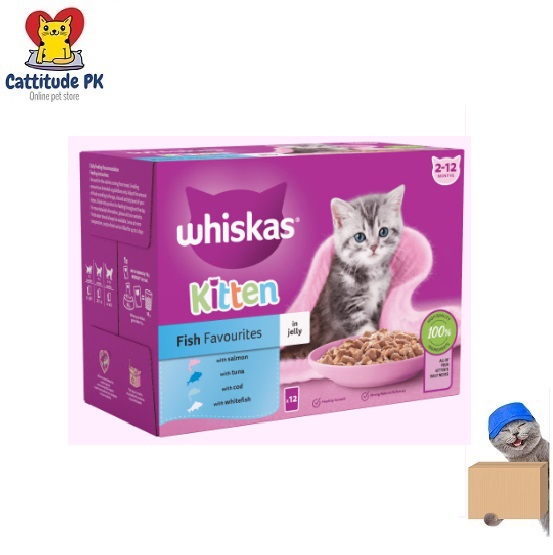 WHISKAS Kitten Fish Favourites in Jelly Wet Kitten Food Pouches - 85gm
