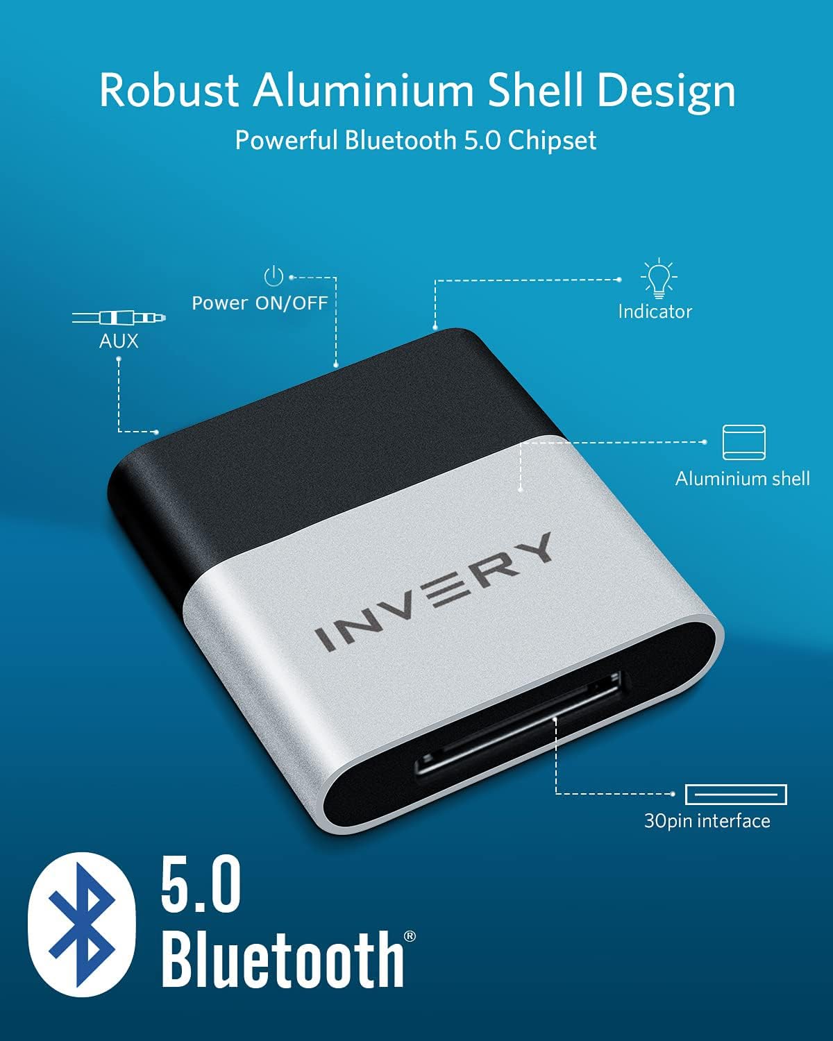 30 Pin Bluetooth Audio Receiver Aluratek 30 Pin Bluetooth Audio - Main Image