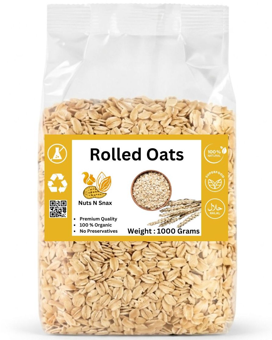 Wheat porridge Oats (Rolled wheat) 1000 grams  - Dalia - High Protein and Fiber - Go Active (1kg total) By Nuts N Snax