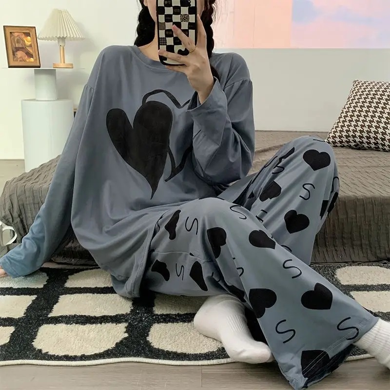 Full Sleeves Cotton Jersey Pajama Set for Women & Girls – Soft T-Shirt & Trouser Nightwear Summer Sleepwear Loungewear Printed Lounge Wear for Home, Sleep & Casual Use – Soft Breathable Fabric – Round Neck Tee with Matching Trousers