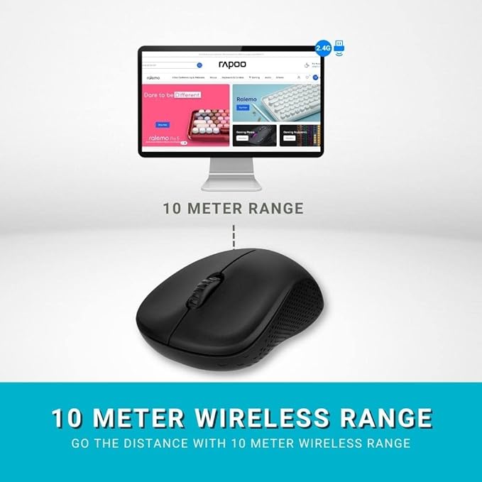 RAPOO M20 Wireless Mouse Compact 2.4 GHz with USB Nano Receiver Ambidextrous Black 13 6c8a09a06a22b65094e911876abc49cf