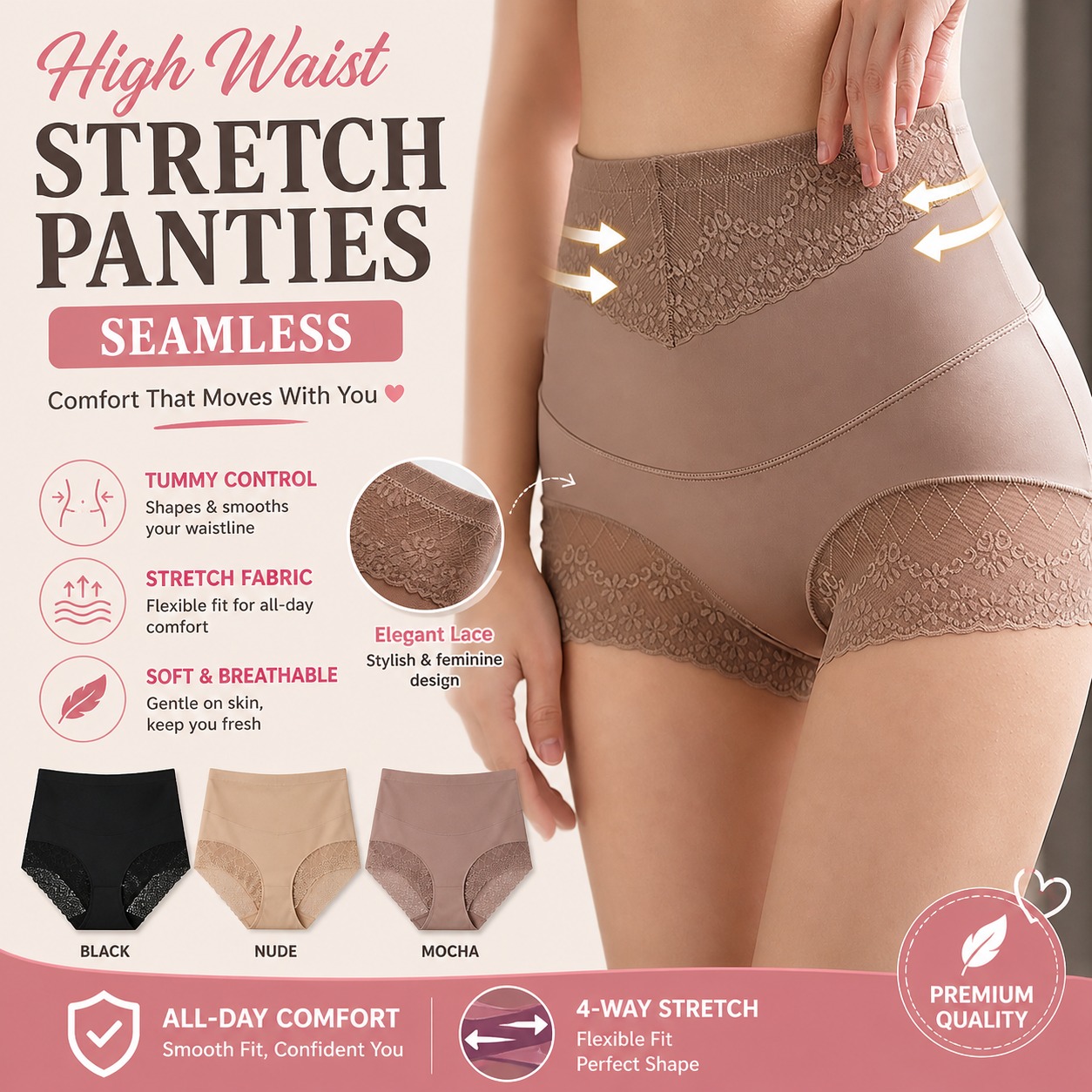 Women Shapewear Underwear Slimming Panty | High Waist Tummy Control Body Shape Briefs | Seamless Soft Stretch Fit for Daily Comfort