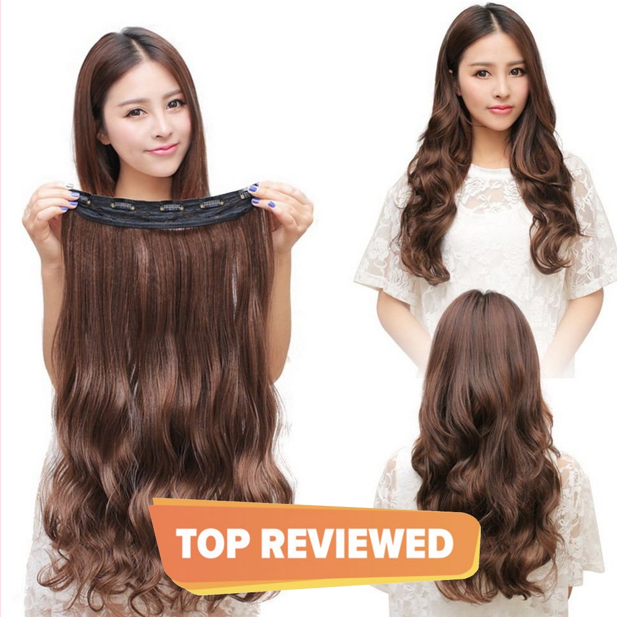 Brown Hair Extension Elegant 5 clips Curly Hair Extensions For Women
