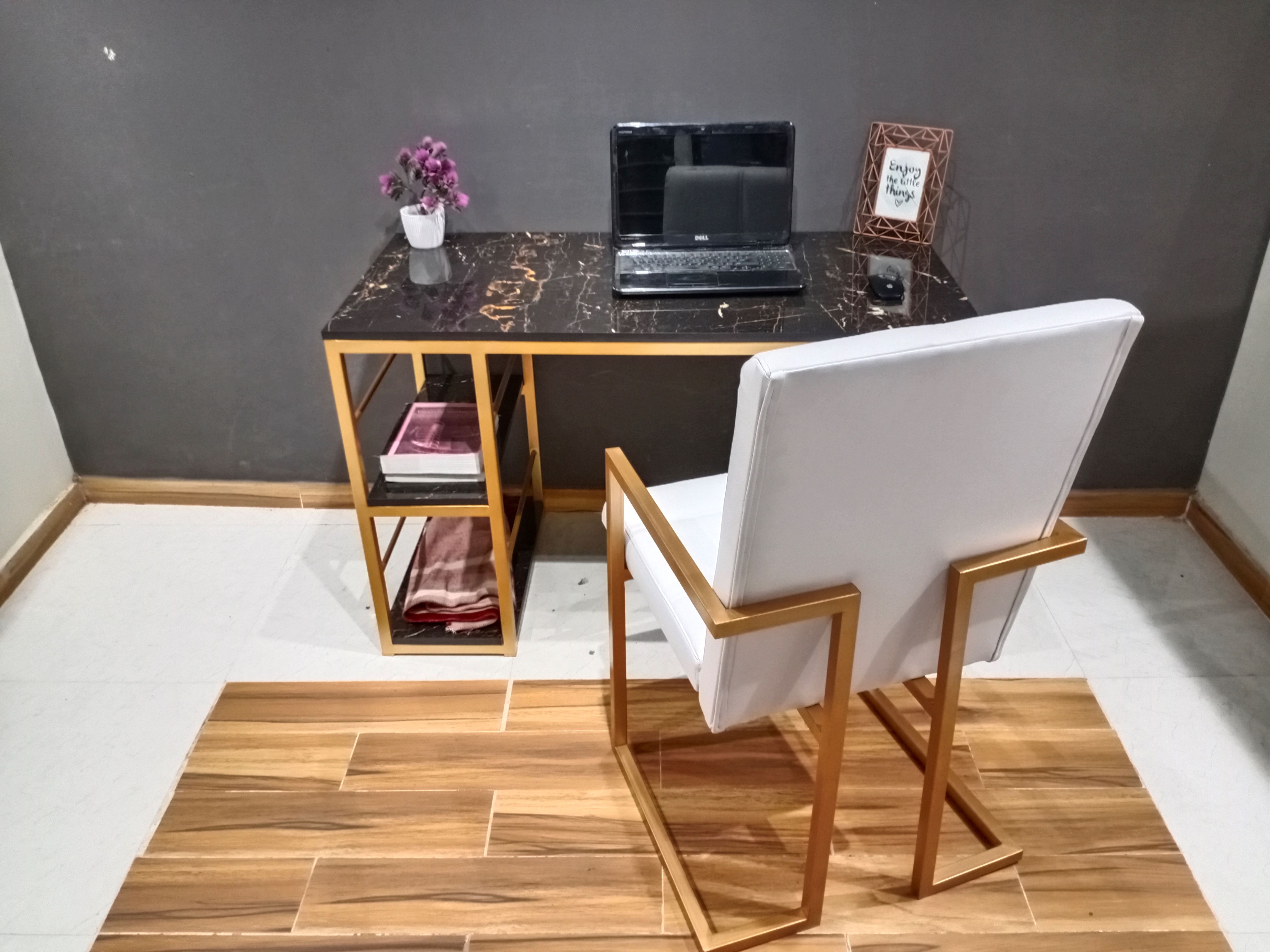 Smart Computer Table Set - Study Table with Chairs, Wooden Office Table ...