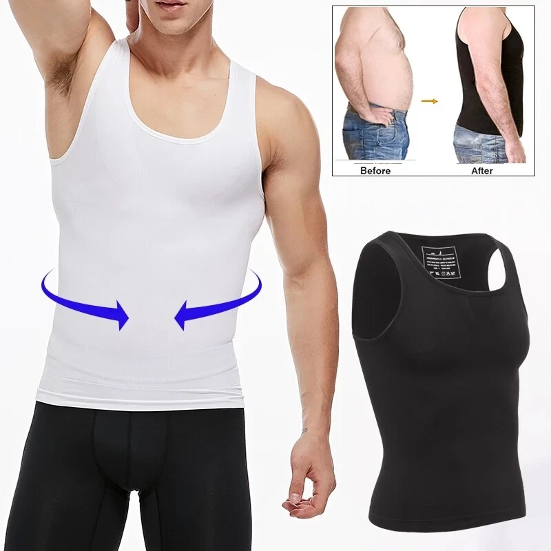 Men Body Shaper Slimming Vest – Tummy Tucker Compression Shirt – Chest & Belly Control – Breathable Upper Body Shaper for Men